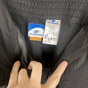 Slalom Snow Pants Mens M Black Adjustable‎ Waist Caro Pockets